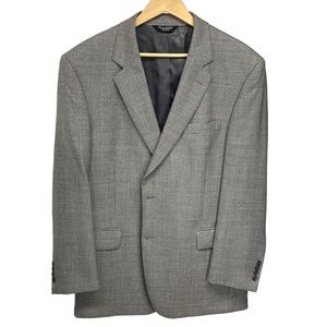 Jos. A. Bank Sport Coat 44R Black and Grey Houndstooth Glen Plaid